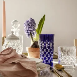 Hot 2 chopes cristal bleu taille ananas Art De La Table|Verre À Eau