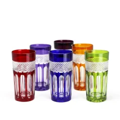 6 chopes cristal couleur mireille Verre À Eau|Coffrets Verres Cristal