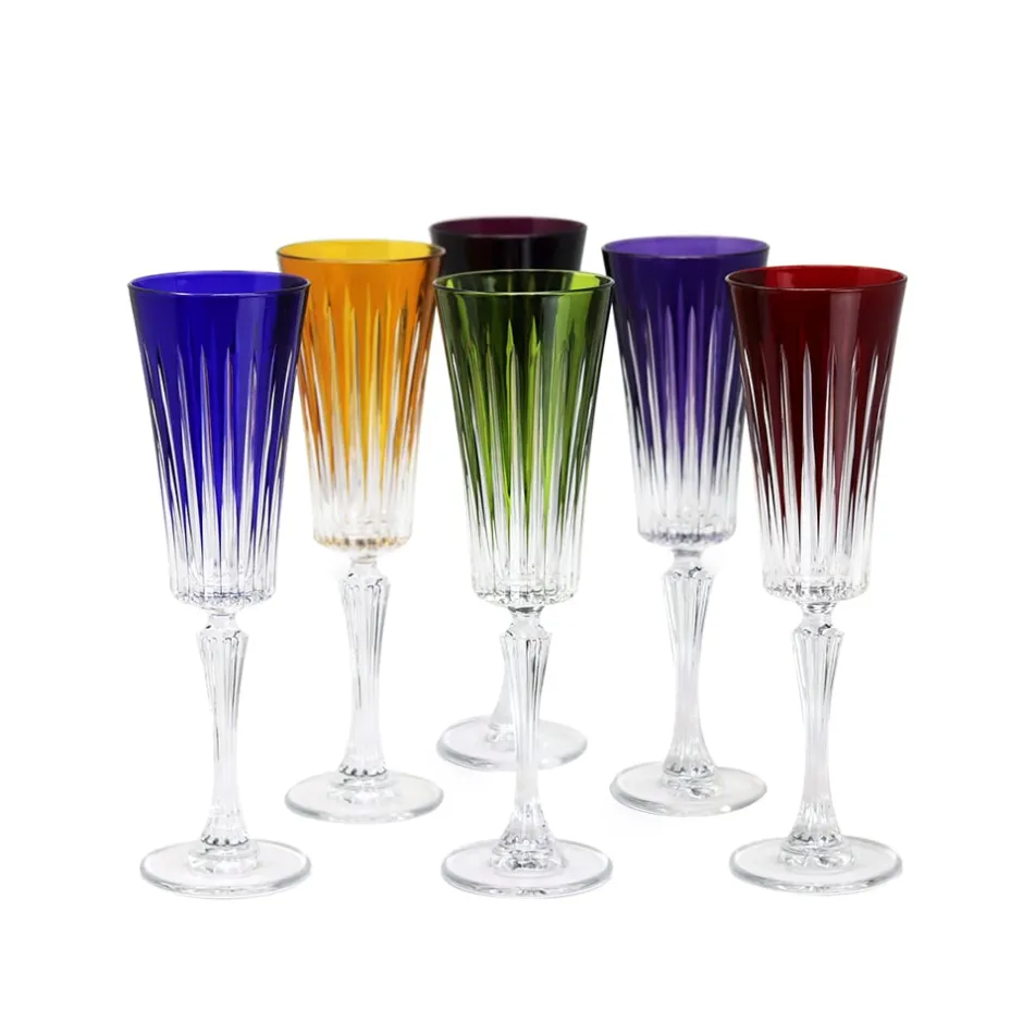 Hot 6 flûtes cristal timeless couleurs Art De La Table|Verre À Pied