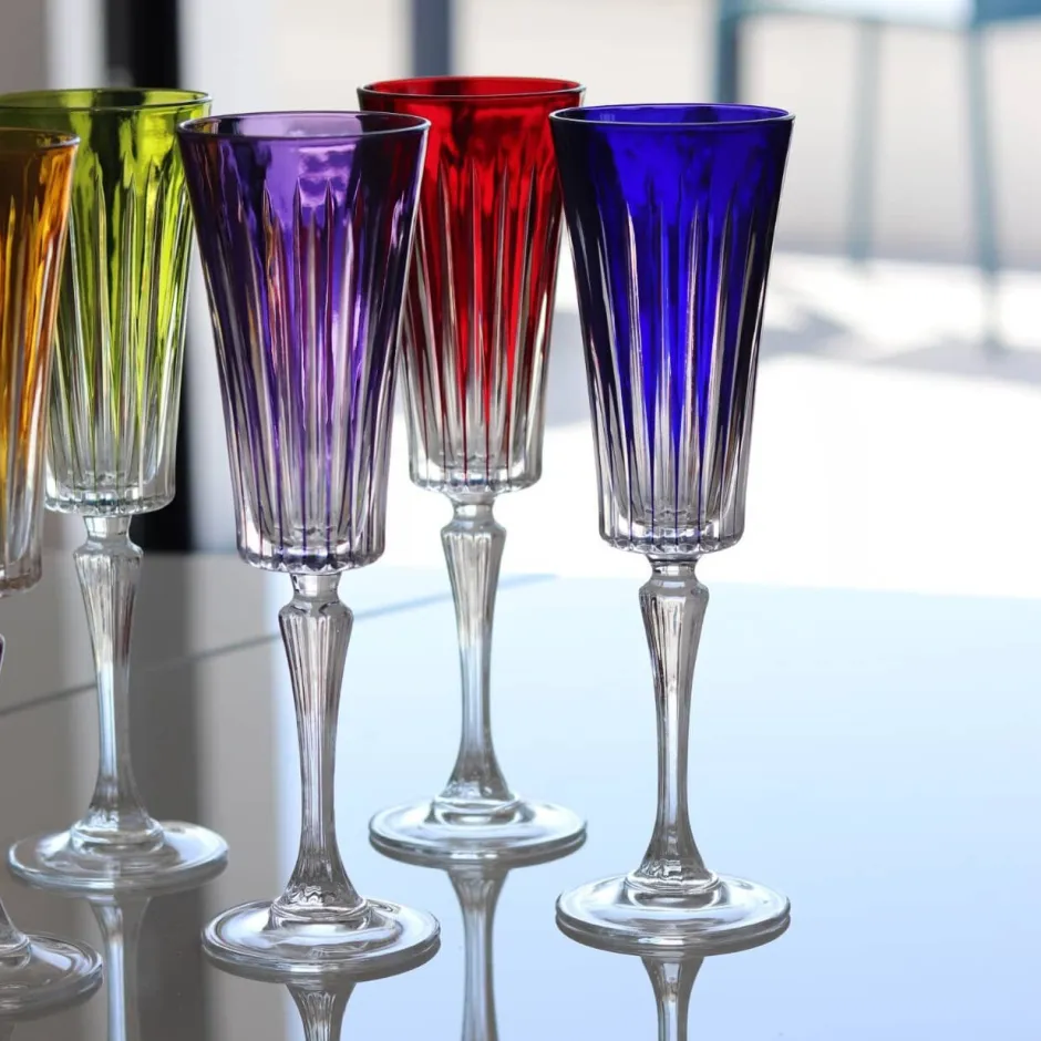 Hot 6 flûtes cristal timeless couleurs Art De La Table|Verre À Pied