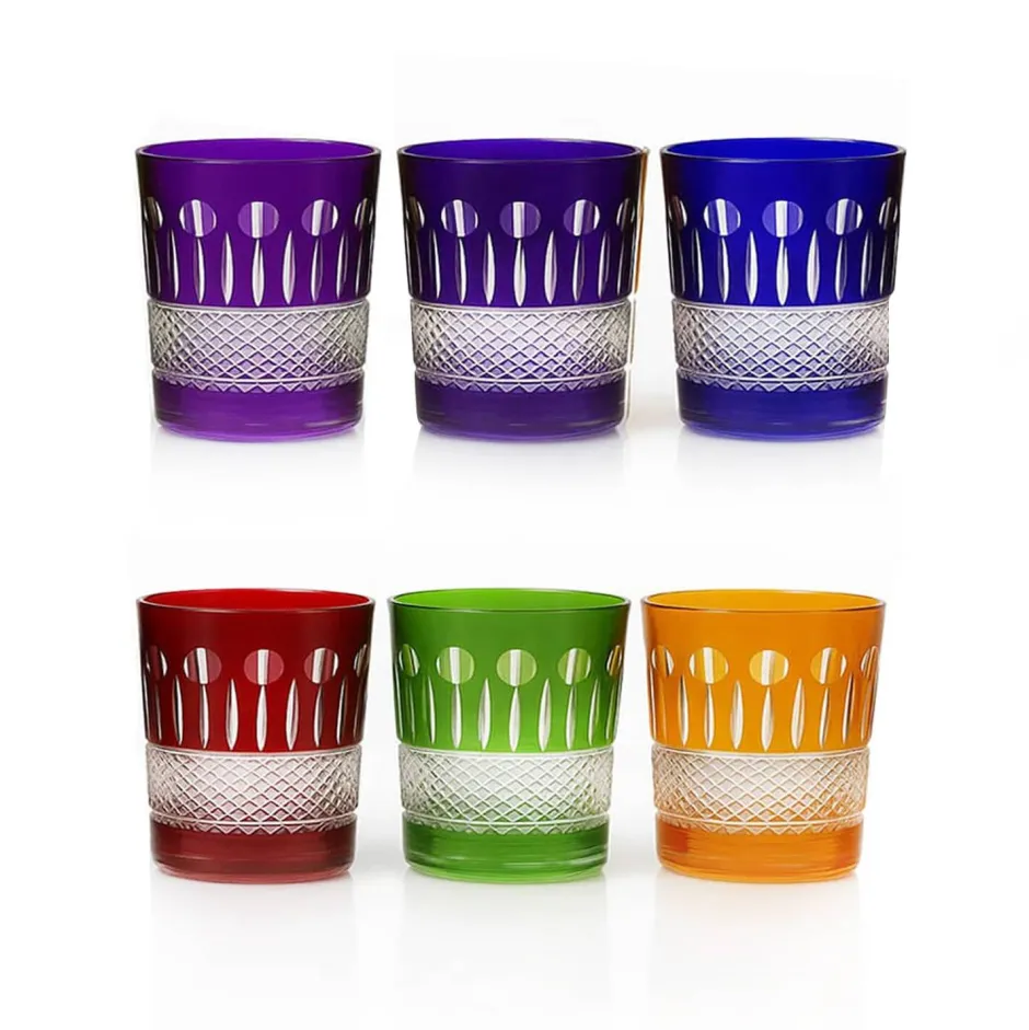 Discount 6 gobelets cristal couleur yvan Verre À Eau|Art De La Table
