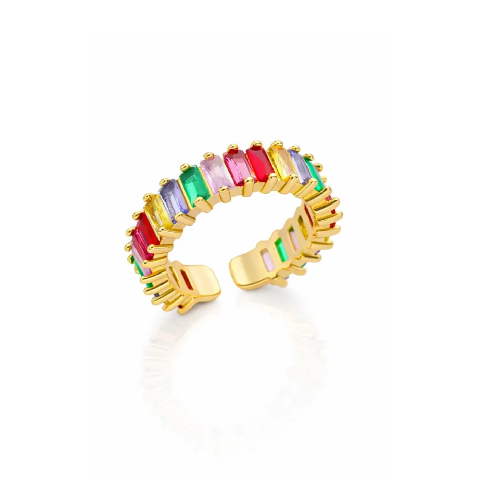 Hot Bague réglable arc-en-ciel Bagues Cristal|Bagues