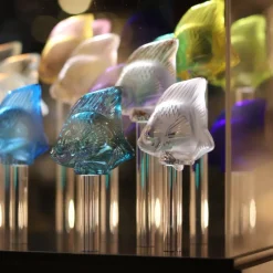 Base aquarium 25 poissons lalique + cloche Bestiaire|Animaux Cristal