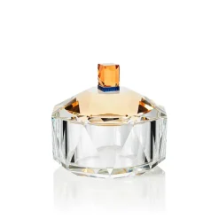 Bonbonnière New Haven ambre bleu clair Reflections Copenhagen Coupes, Coupelles Et Photophores|Boites Cristal
