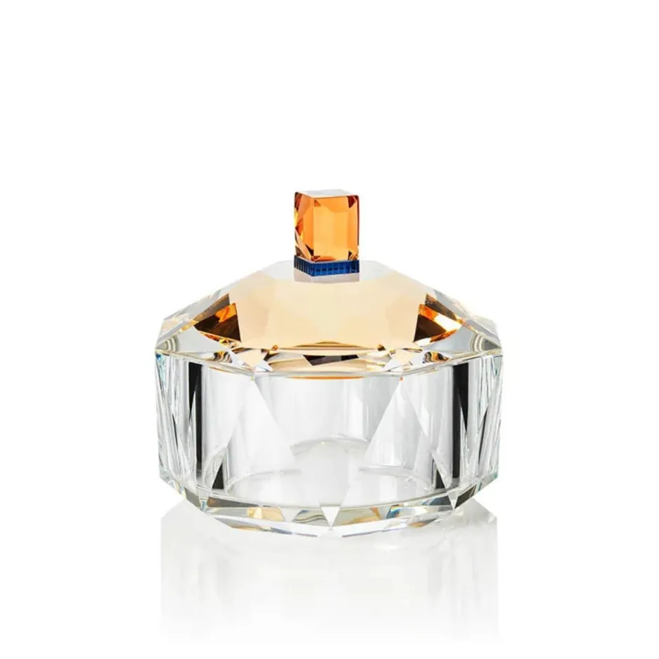 Bonbonnière New Haven ambre bleu clair Reflections Copenhagen Coupes, Coupelles Et Photophores|Boites Cristal