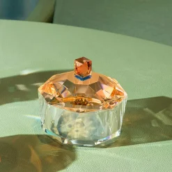 Bonbonnière New Haven ambre bleu clair Reflections Copenhagen Coupes, Coupelles Et Photophores|Boites Cristal