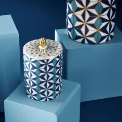 Sale Boîte à bougie porcelaine Mosaic Medina Bleu Raynaud Photophore & Bougie