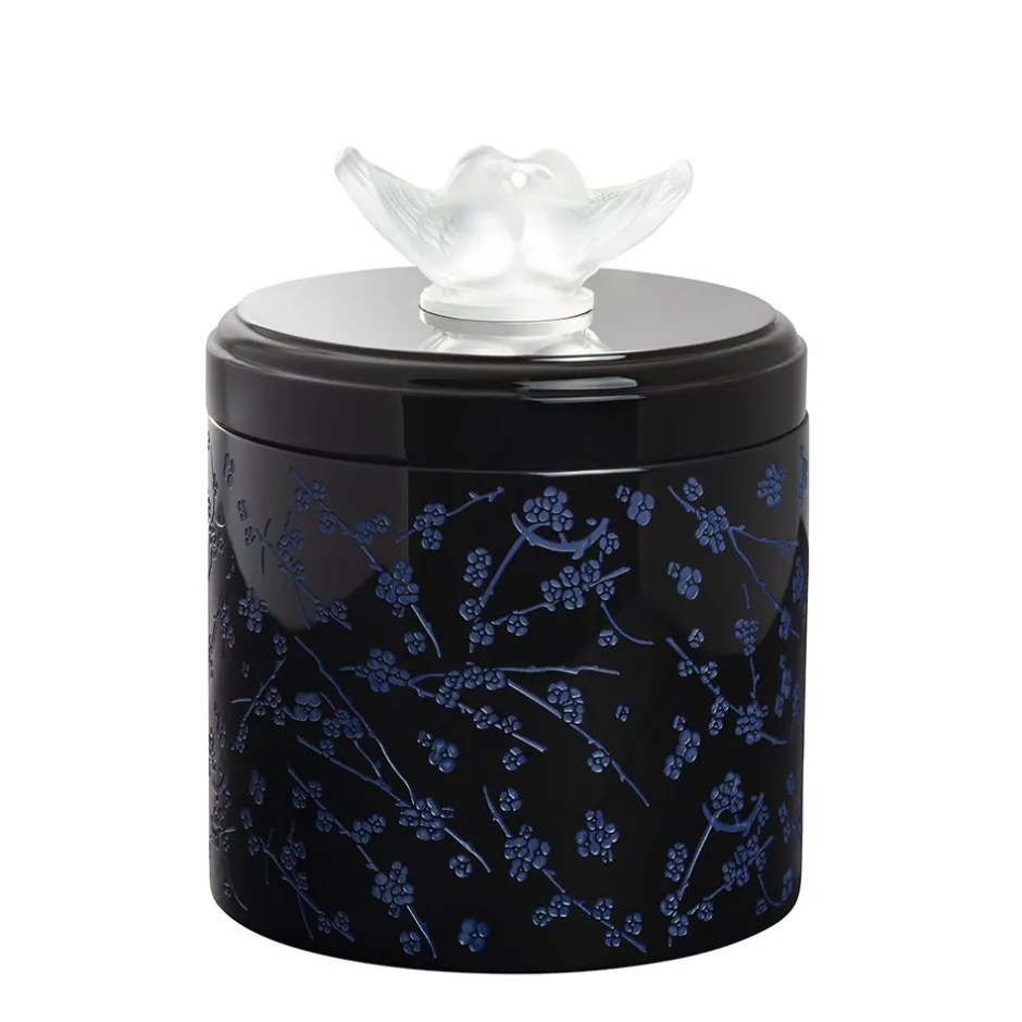 Boîte fleurs de cerisier noir lalique Coupes, Coupelles Et Photophores|Boites Cristal