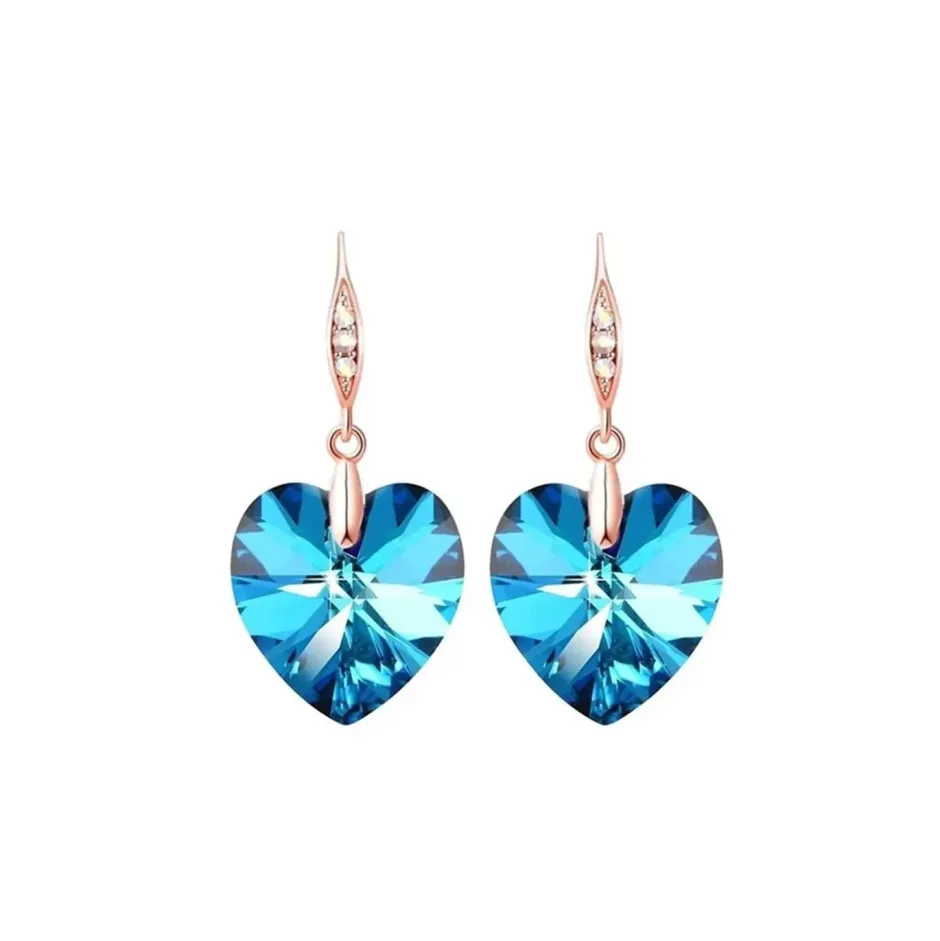Hot Boucles d’oreilles cristal cœur bleu clair Boucles D’Oreilles Cristal|Boucles D’Oreilles