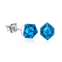 Online Boucles d’oreilles cube bleu cristal Boucles D’Oreilles Cristal|Boucles D’Oreilles