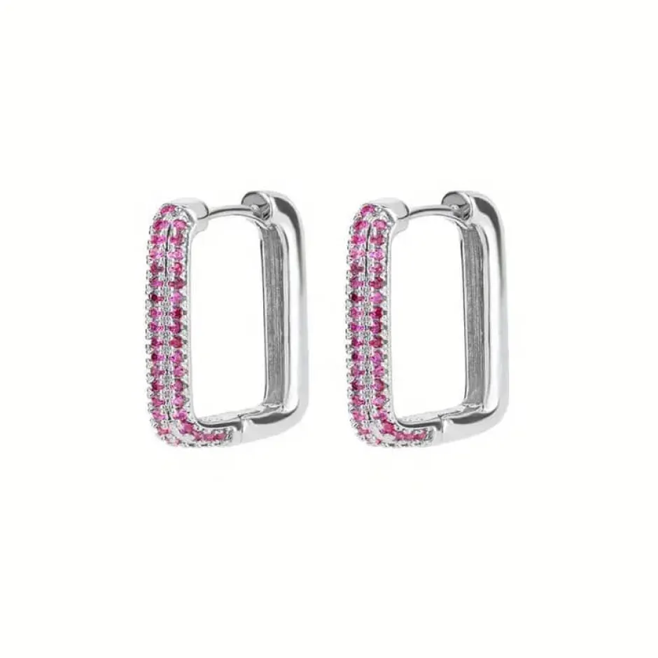 New Boucles d’oreilles rose Glamour Geometrics Boucles D’Oreilles Cristal|Boucles D’Oreilles