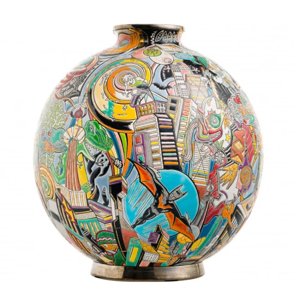 New Boule coloniale Nouveau monde Guive Khosravi & Émaux de Longwy Éditions D’Art Cristal|Vases & Boules