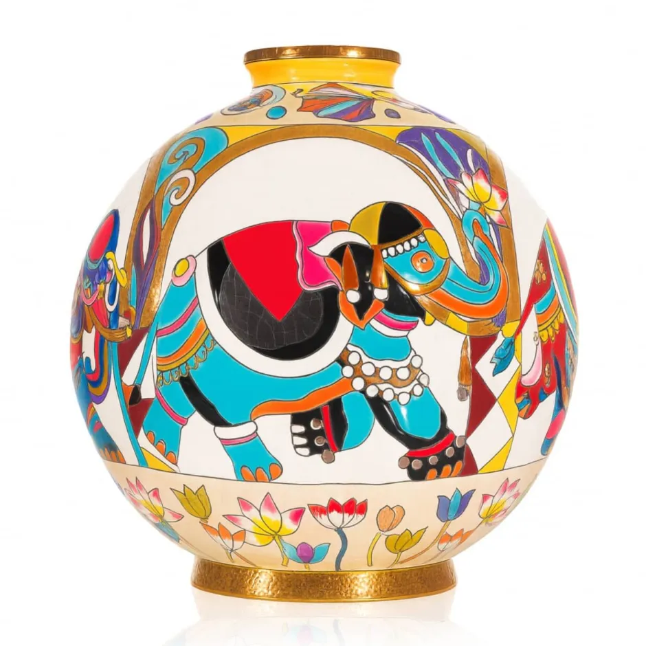 New Boule coloniale Pendjab Émaux de Longwy Vases Cristal Couleur|Vases & Boules