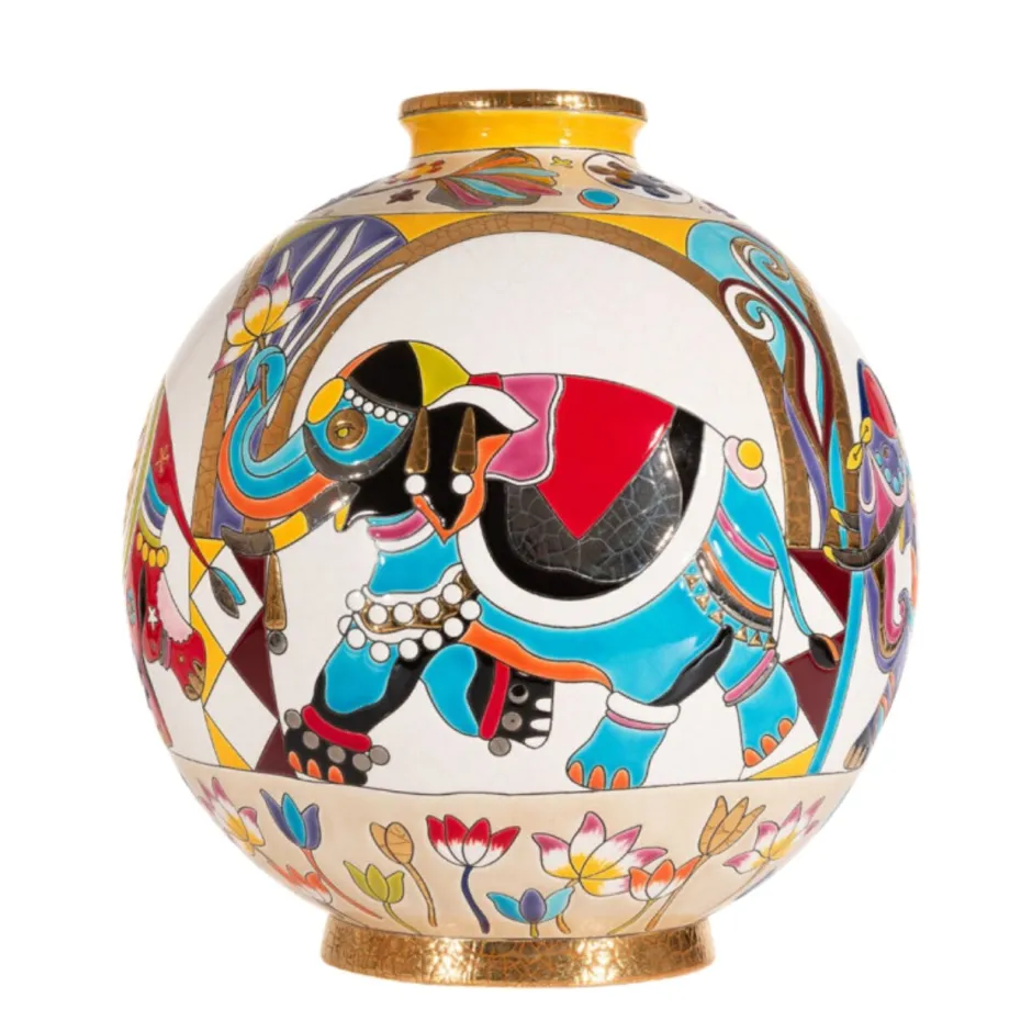 New Boule coloniale Pendjab Émaux de Longwy Vases Cristal Couleur|Vases & Boules