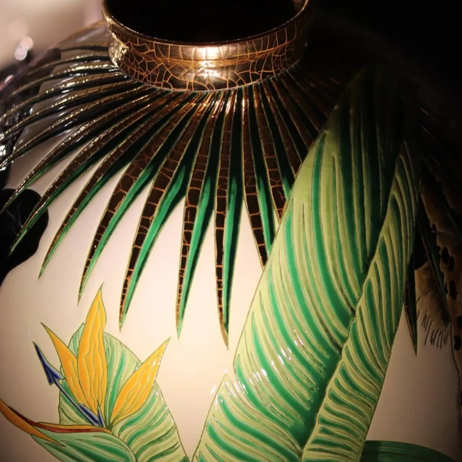 New Boule coloniale Vale Do Javari Émaux de Longwy Vase Céramique|Éditions D’Art Cristal