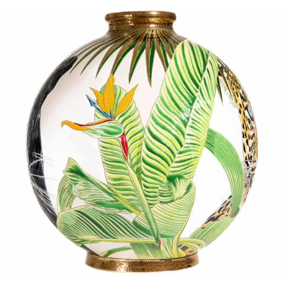 New Boule coloniale Vale Do Javari Émaux de Longwy Vase Céramique|Éditions D’Art Cristal