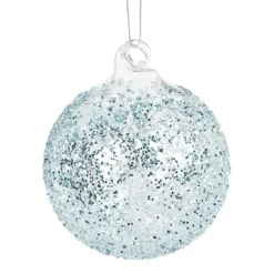 Clearance Boule de noël verre bleu paillettes n°9 Décoration|Ornements Cristal