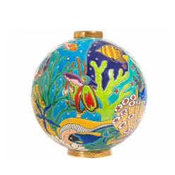Sale Boule Flo Astro aqua tropicale Émaux de Longwy Vase Céramique|Éditions D’Art Cristal