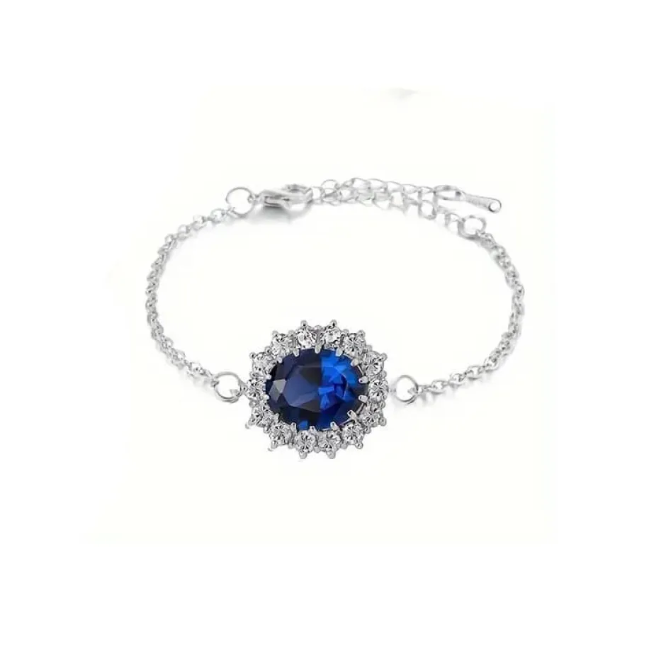 Outlet Bracelet médaillon cristal bleu saphir Bracelets Cristal|Bracelets