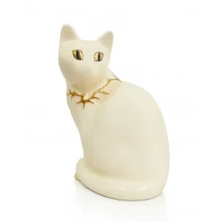 New Chat Assis GM coraux ivoire Émaux de Longwy Animaux|Animaux Cristal