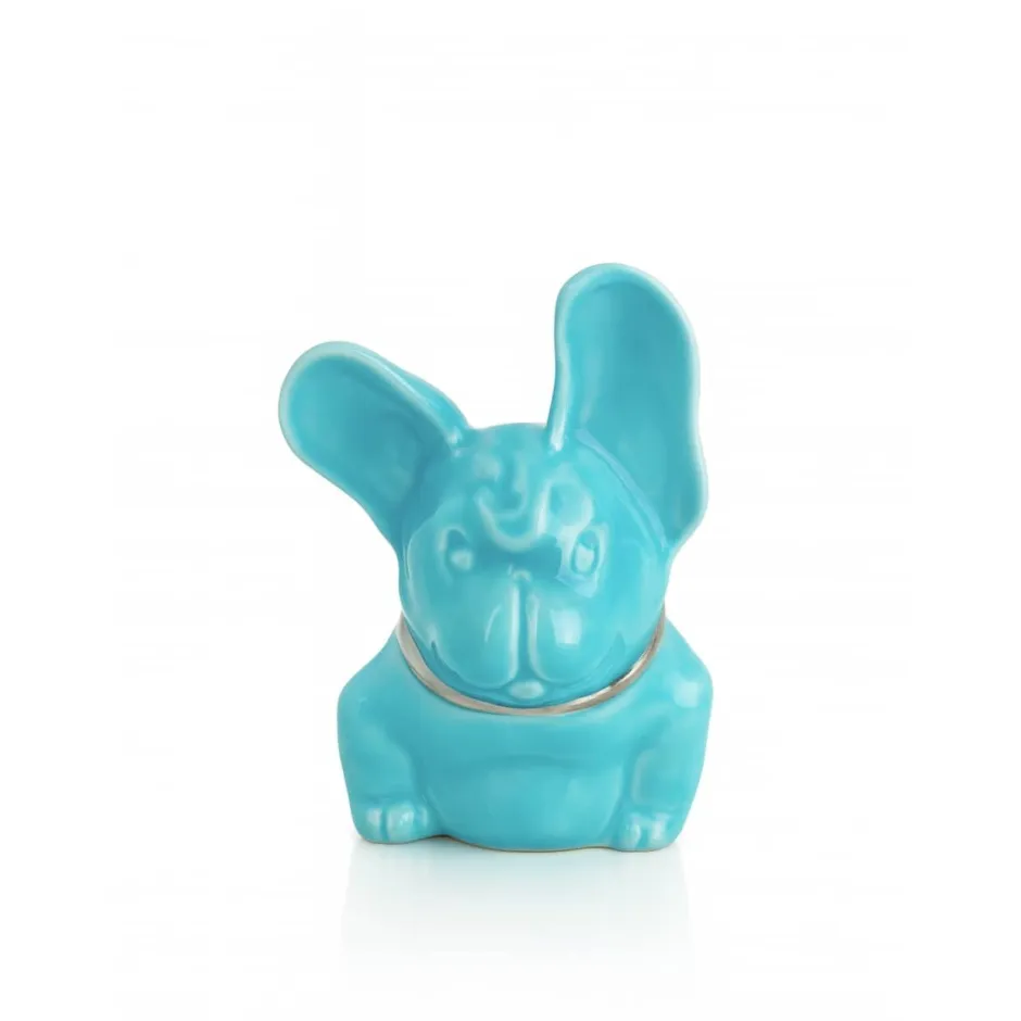 Chien bouledogue turquoise Faïence de Lunéville Lunéville