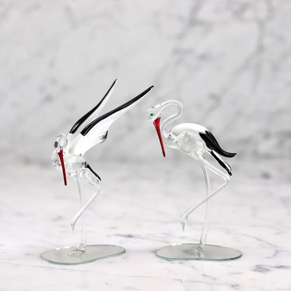 Sale Cigogne cristal sur miroir Bestiaire|Animaux Cristal