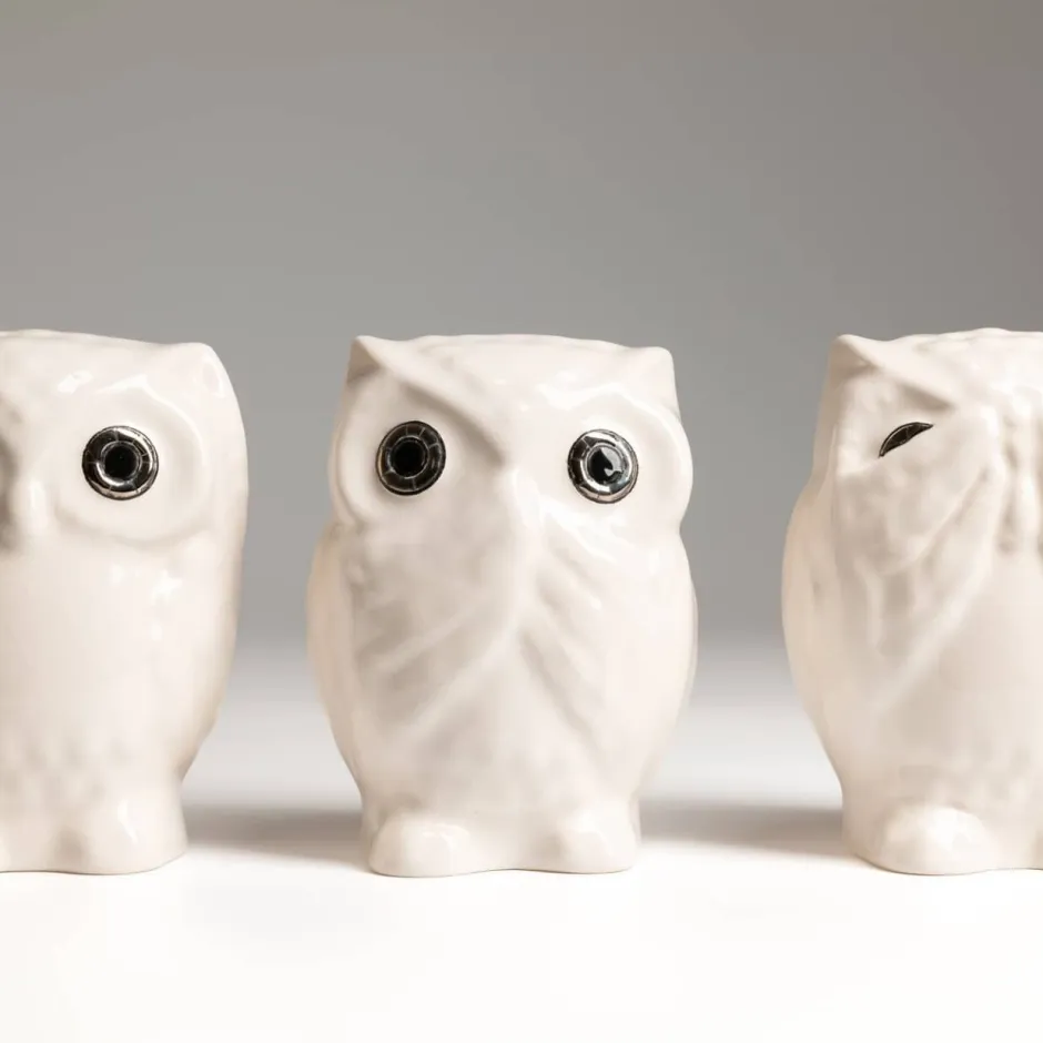 Hot Coffret 3 Chouettes IWA KIKA MI Émaux de Longwy Animaux Cristal|Animaux