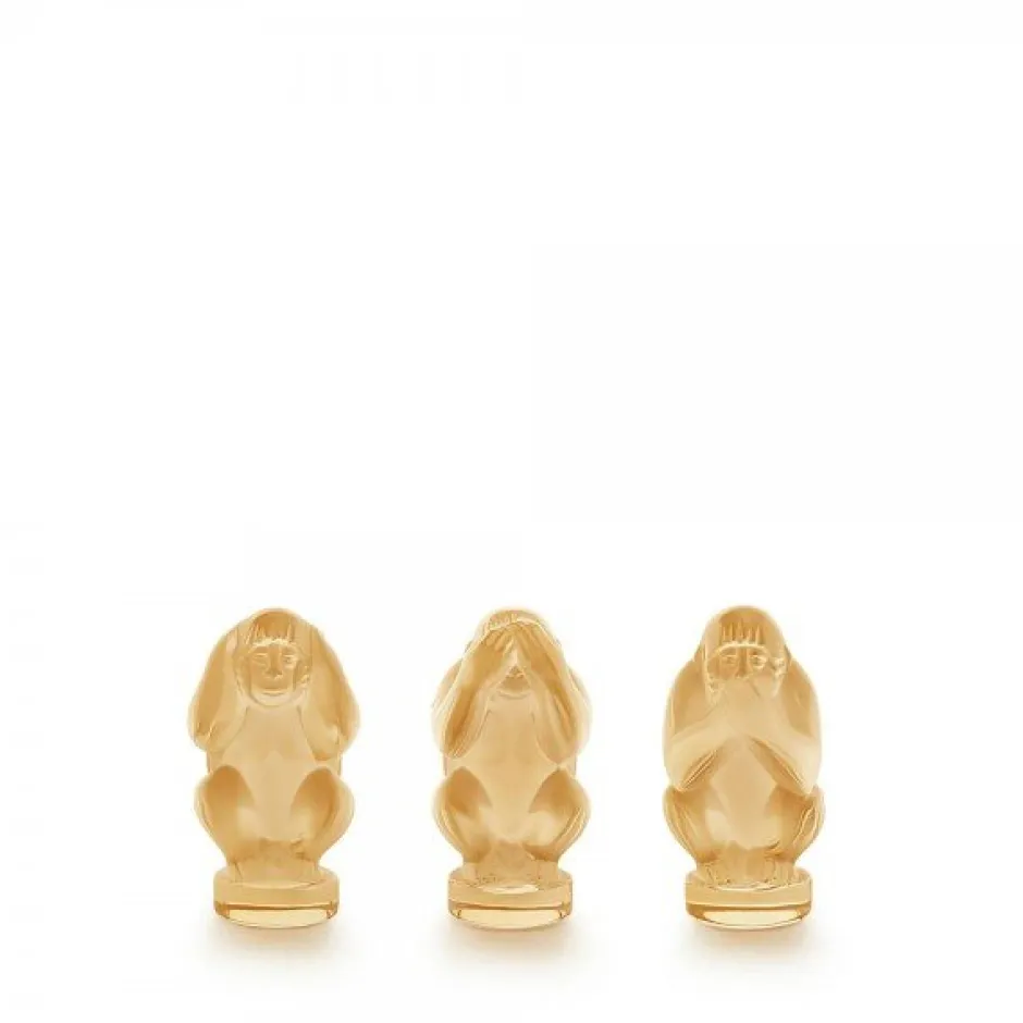 Hot Coffret de 3 sculptures singes Lalique Bestiaire|Animaux Cristal