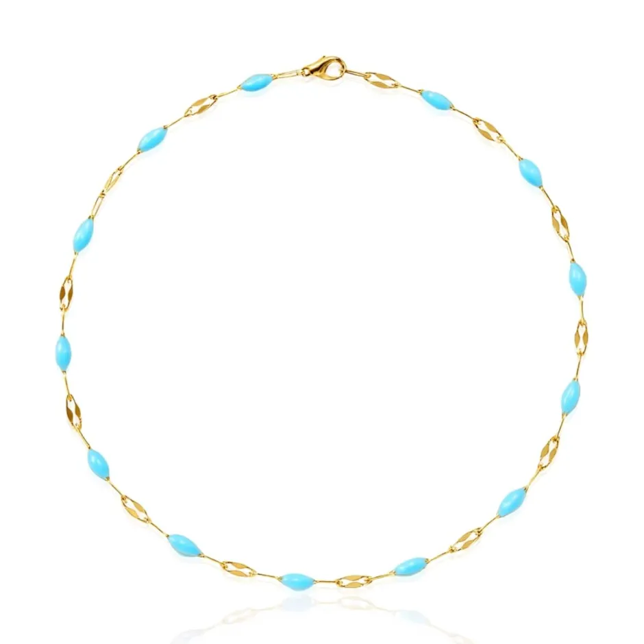 Collier de perles ras de cou bohème turquoise Colliers Cristal|Colliers