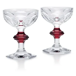 Coupe champagne harcourt bouton rouge x2 baccarat Verre En Cristal Taillé|Art De La Table
