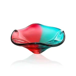 Hot Coupelle cristal arlequin turquoise rouge Coupes, Coupelles Et Photophores|Coupelles Cristal