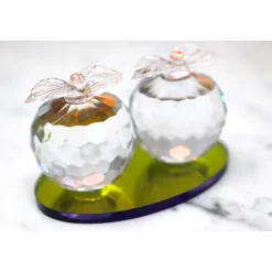 Best Duo sculpture pomme cristal support multicolore Sulfures, Presse-Papiers|Décoration