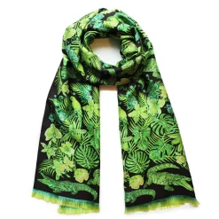 Clearance Echarpe Lalique By Ginny Litscher Dessin Jungle Vert Néon Bijoux|Foulards Lalique
