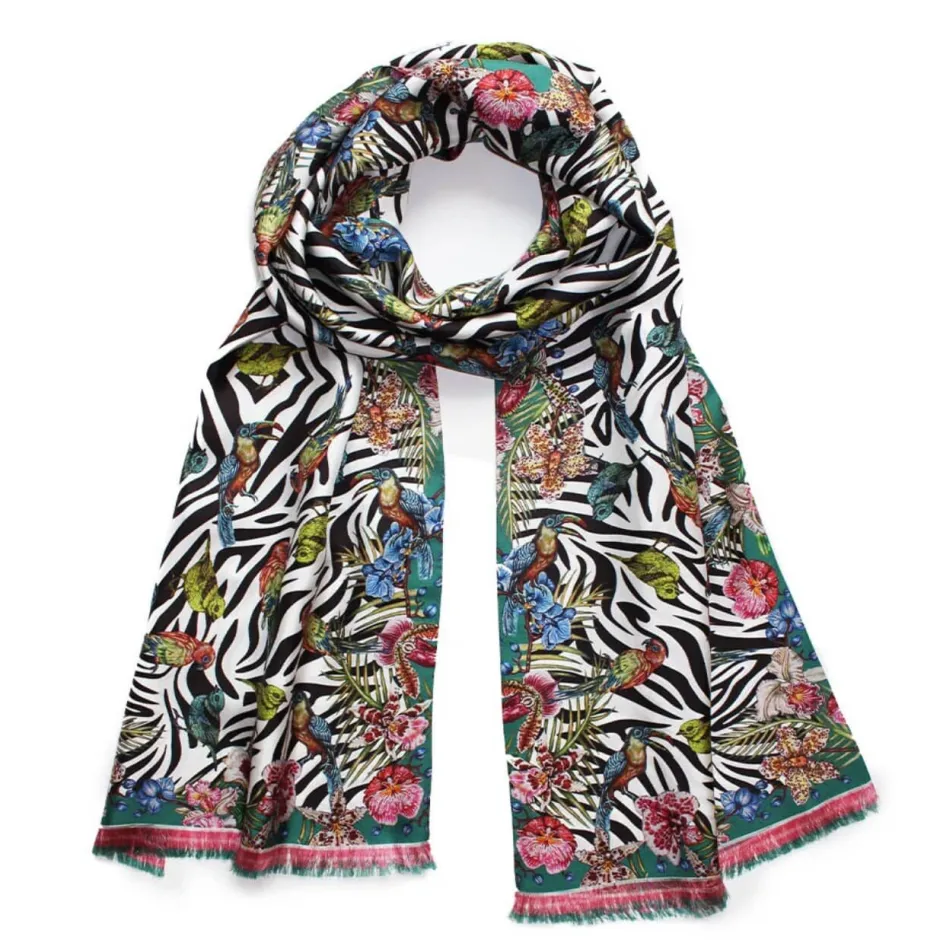 Discount Echarpe Lalique By Ginny Litscher Dessin Zebra Noir et Rose Bijoux|Foulards Lalique