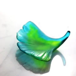 Feuille verte ginkgo daum Fleurs Cristal|Figurines Miniature Cristal