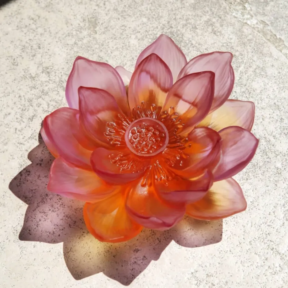 Best Fleur décorative ambre rose Jardin de lotus Daum Fleurs Cristal