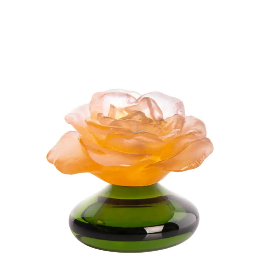 Best Fleur décorative rose romance daum Fleurs Cristal|Sulfures, Presse-Papiers Cristal