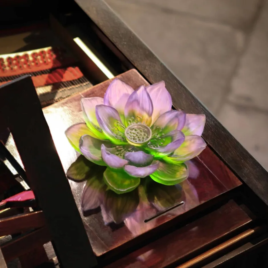 Hot Fleur décorative verte rose Jardin de lotus Daum Fleurs Cristal