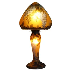 New Grande lampe pâte de verre Tip Gallé décor glycine Lampes Pâte De Verre|Lampes Cristal