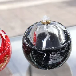 Lampe à huile cristal noir et argent + paraffine X1 Coupes, Coupelles Et Photophores|Lampes Cristal