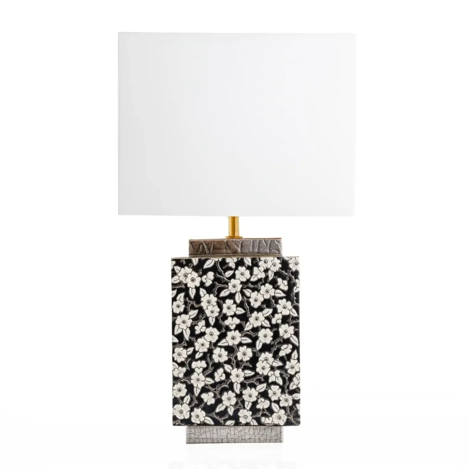 Outlet Lampe carré Graphit Flowers Émaux de Longwy Lampes|Lampes Cristal