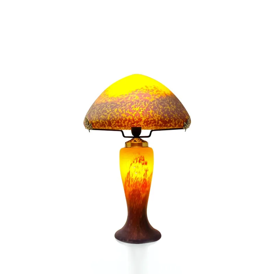 Discount Lampe champignon pâte de verre jaune Luminaires|Lampes Pâte De Verre