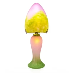 Sale Lampe champignon pâte de verre 012 vert rose Luminaires|Lampes Pâte De Verre