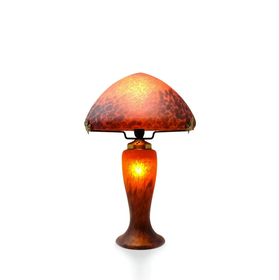 Hot Lampe champignon pâte de verre rouge Luminaires|Lampes Pâte De Verre
