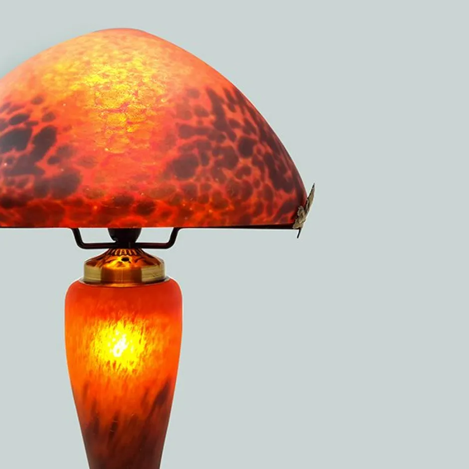 Hot Lampe champignon pâte de verre rouge Luminaires|Lampes Pâte De Verre