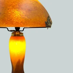 Clearance Lampe champignon pâte de verre orange 7030 Luminaires|Lampes Pâte De Verre