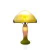 New Lampe champignon pâte de verre vert rose Lampes Pâte De Verre|Lampes Cristal