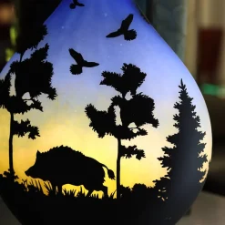 Outlet Lampe cristal de Lorraine décor cerf et sanglier Luminaires|Lampes Pâte De Verre