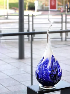 Discount Lampe flamme cristal bleu Cristal de Lorraine Lampes Cristal|Luminaires