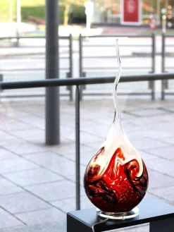 Lampe flamme cristal noir et rouge Cristal de Lorraine Luminaires|Lampes Cristal